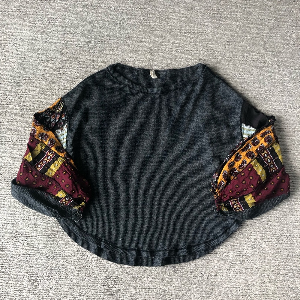 We the Free thermal with contrast fabric sleeve
